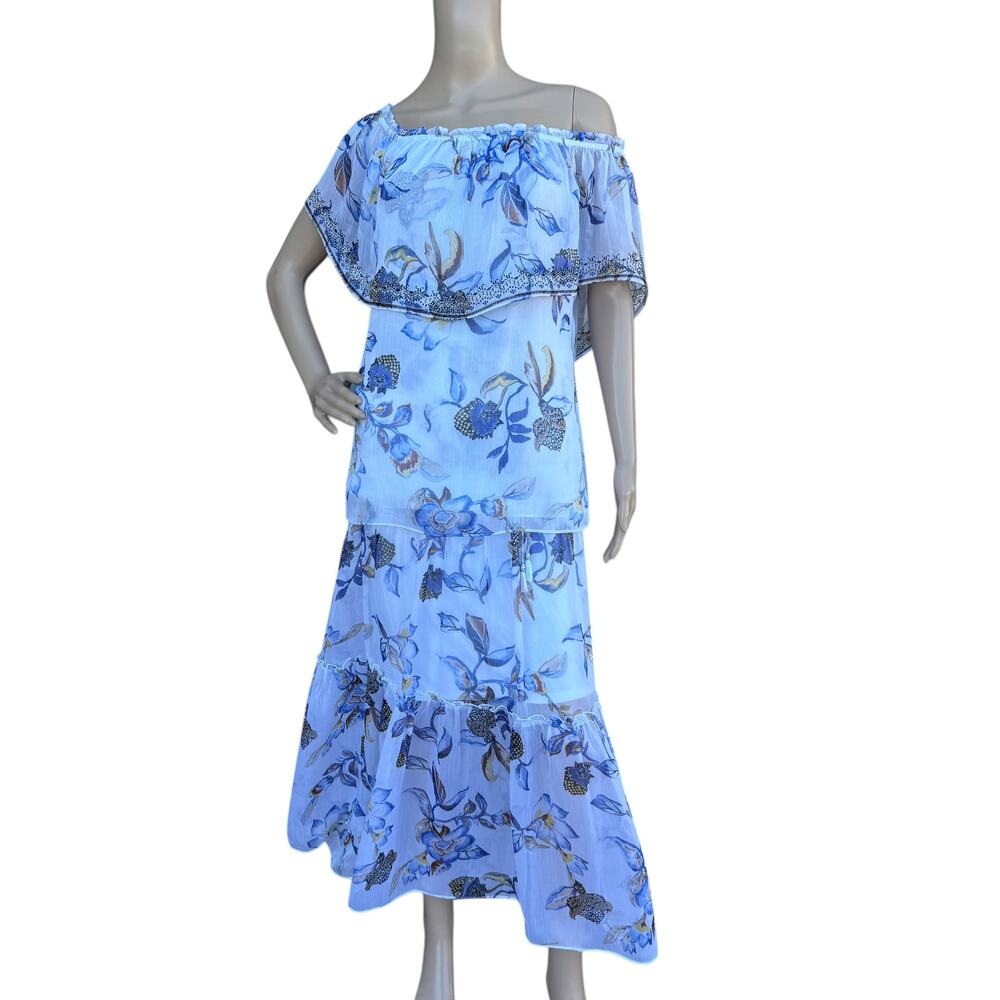 WHBM Floral 2 Pc Off Shoulder Maxi Skirt Set M